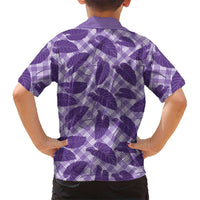 Purple Hawaii Kalo Palaka Motifs Family Matching Off Shoulder Maxi Dress and Hawaiian Shirt Hawaiian Taro Leaves Elegant Vibes LT14 - Polynesian Pride