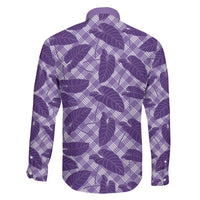 Purple Hawaii Kalo Palaka Motifs Family Matching Off Shoulder Short Dress and Hawaiian Shirt Hawaiian Taro Leaves Elegant Vibes LT14 - Polynesian Pride