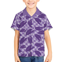 Purple Hawaii Kalo Palaka Motifs Family Matching Off Shoulder Short Dress and Hawaiian Shirt Hawaiian Taro Leaves Elegant Vibes LT14 Son's Shirt Purple - Polynesian Pride