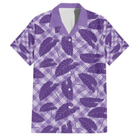 Purple Hawaii Kalo Palaka Motifs Family Matching Short Sleeve Bodycon Dress and Hawaiian Shirt Hawaiian Taro Leaves Elegant Vibes - Polynesian Pride
