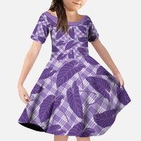 Purple Hawaii Kalo Palaka Motifs Family Matching Summer Maxi Dress and Hawaiian Shirt Hawaiian Taro Leaves Elegant Vibes - Polynesian Pride