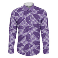 Purple Hawaii Kalo Palaka Motifs Family Matching Summer Maxi Dress and Hawaiian Shirt Hawaiian Taro Leaves Elegant Vibes LT14 Dad's Shirt - Long Sleeve Purple - Polynesian Pride