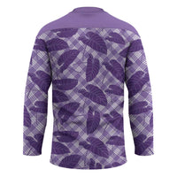 Purple Hawaii Kalo Palaka Motifs Hockey Jersey Hawaiian Taro Leaves Elegant Vibes - Polynesian Pride