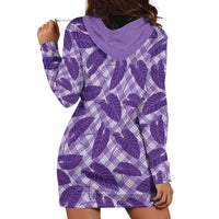 Purple Hawaii Kalo Palaka Motifs Hoodie Dress Hawaiian Taro Leaves Elegant Vibes - Polynesian Pride