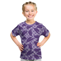 Purple Hawaii Kalo Palaka Motifs Kid T Shirt Hawaiian Taro Leaves Elegant Vibes LT14 Purple - Polynesian Pride