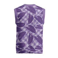 Purple Hawaii Kalo Palaka Motifs Christmas Knitted V-Neck Vest Hawaiian Taro Leaves Elegant Vibes - Polynesian Pride