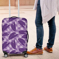 Purple Hawaii Kalo Palaka Motifs Luggage Cover Hawaiian Taro Leaves Elegant Vibes - Polynesian Pride