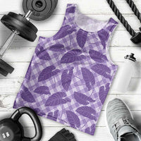 Purple Hawaii Kalo Palaka Motifs Men Tank Top Hawaiian Taro Leaves Elegant Vibes - Polynesian Pride