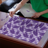 Purple Hawaii Kalo Palaka Motifs Puzzle Hawaiian Taro Leaves Elegant Vibes - Polynesian Pride