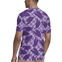 Purple Hawaii Kalo Palaka Motifs Rugby Jersey Hawaiian Taro Leaves Elegant Vibes - Polynesian Pride