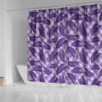 Purple Hawaii Kalo Palaka Motifs Shower Curtain Hawaiian Taro Leaves Elegant Vibes - Polynesian Pride