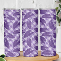 Purple Hawaii Kalo Palaka Motifs Skinny Tumbler Hawaiian Taro Leaves Elegant Vibes - Polynesian Pride