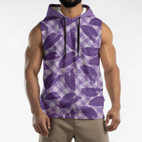 Purple Hawaii Kalo Palaka Motifs Sleeveless Hoodie Hawaiian Taro Leaves Elegant Vibes - Polynesian Pride