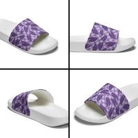 Purple Hawaii Kalo Palaka Motifs Slide Sandals Hawaiian Taro Leaves Elegant Vibes - Polynesian Pride
