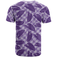 Purple Hawaii Kalo Palaka Motifs T Shirt Hawaiian Taro Leaves Elegant Vibes - Polynesian Pride