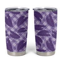 Purple Hawaii Kalo Palaka Motifs Tumbler Cup Hawaiian Taro Leaves Elegant Vibes - Polynesian Pride