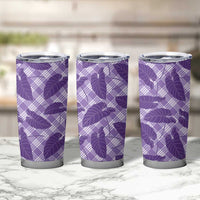 Purple Hawaii Kalo Palaka Motifs Tumbler Cup Hawaiian Taro Leaves Elegant Vibes - Polynesian Pride