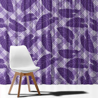 Purple Hawaii Kalo Palaka Motifs Window Curtain Hawaiian Taro Leaves Elegant Vibes - Polynesian Pride