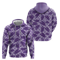 Purple Hawaii Kalo Palaka Motifs Zip Hoodie Hawaiian Taro Leaves Elegant Vibes - Polynesian Pride