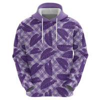 Purple Hawaii Kalo Palaka Motifs Zip Hoodie Hawaiian Taro Leaves Elegant Vibes - Polynesian Pride
