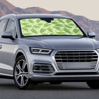 Green Hawaii Kalo Palaka Motifs Auto Sun Shade Hawaiian Taro Leaves Elegant Vibes - Polynesian Pride