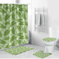 Green Hawaii Kalo Palaka Motifs Bathroom Set Hawaiian Taro Leaves Elegant Vibes - Polynesian Pride