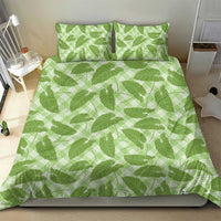 Green Hawaii Kalo Palaka Motifs Bedding Set Hawaiian Taro Leaves Elegant Vibes - Polynesian Pride
