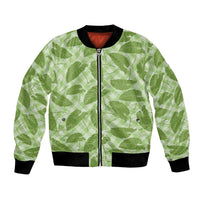 Green Hawaii Kalo Palaka Motifs Bomber Jacket Hawaiian Taro Leaves Elegant Vibes - Polynesian Pride
