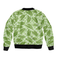 Green Hawaii Kalo Palaka Motifs Bomber Jacket Hawaiian Taro Leaves Elegant Vibes - Polynesian Pride
