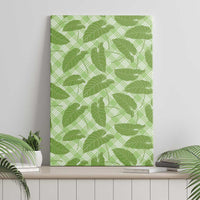 Green Hawaii Kalo Palaka Motifs Canvas Wall Art Hawaiian Taro Leaves Elegant Vibes - Polynesian Pride