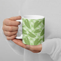 Green Hawaii Kalo Palaka Motifs Ceramic Mug Hawaiian Taro Leaves Elegant Vibes - Polynesian Pride