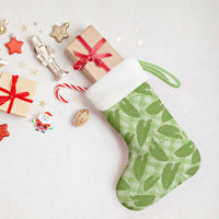Green Hawaii Kalo Palaka Motifs Christmas Stocking Hawaiian Taro Leaves Elegant Vibes - Polynesian Pride
