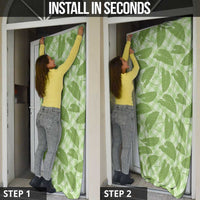 Green Hawaii Kalo Palaka Motifs Door Cover Hawaiian Taro Leaves Elegant Vibes - Polynesian Pride