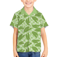 Green Hawaii Kalo Palaka Motifs Family Matching Long Sleeve Bodycon Dress and Hawaiian Shirt Hawaiian Taro Leaves Elegant Vibes LT14 Son's Shirt Green - Polynesian Pride