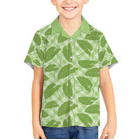 Green Hawaii Kalo Palaka Motifs Family Matching Off Shoulder Short Dress and Hawaiian Shirt Hawaiian Taro Leaves Elegant Vibes - Polynesian Pride