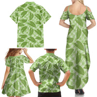 Green Hawaii Kalo Palaka Motifs Family Matching Summer Maxi Dress and Hawaiian Shirt Hawaiian Taro Leaves Elegant Vibes LT14 - Polynesian Pride