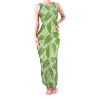 Green Hawaii Kalo Palaka Motifs Family Matching Tank Maxi Dress and Hawaiian Shirt Hawaiian Taro Leaves Elegant Vibes LT14 Mom's Dress Green - Polynesian Pride