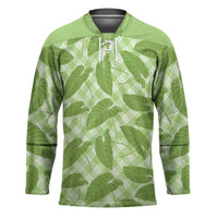Green Hawaii Kalo Palaka Motifs Hockey Jersey Hawaiian Taro Leaves Elegant Vibes - Polynesian Pride
