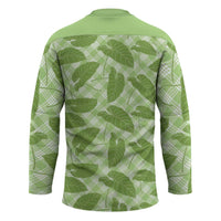 Green Hawaii Kalo Palaka Motifs Hockey Jersey Hawaiian Taro Leaves Elegant Vibes - Polynesian Pride