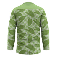 Green Hawaii Kalo Palaka Motifs Hockey Jersey Hawaiian Taro Leaves Elegant Vibes - Polynesian Pride