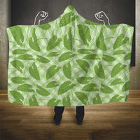 Green Hawaii Kalo Palaka Motifs Hooded Blanket Hawaiian Taro Leaves Elegant Vibes - Polynesian Pride