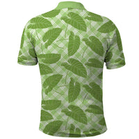 Green Hawaii Kalo Palaka Motifs Polo Shirt Hawaiian Taro Leaves Elegant Vibes LT14 - Polynesian Pride