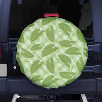 Green Hawaii Kalo Palaka Motifs Spare Tire Cover Hawaiian Taro Leaves Elegant Vibes - Polynesian Pride