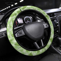Green Hawaii Kalo Palaka Motifs Steering Wheel Cover Hawaiian Taro Leaves Elegant Vibes - Polynesian Pride