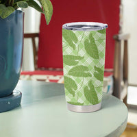 Green Hawaii Kalo Palaka Motifs Tumbler Cup Hawaiian Taro Leaves Elegant Vibes - Polynesian Pride
