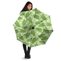 Green Hawaii Kalo Palaka Motifs Umbrella Hawaiian Taro Leaves Elegant Vibes - Polynesian Pride
