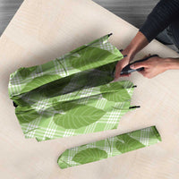 Green Hawaii Kalo Palaka Motifs Umbrella Hawaiian Taro Leaves Elegant Vibes - Polynesian Pride