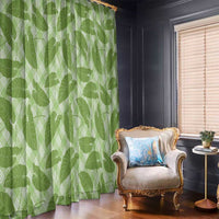 Green Hawaii Kalo Palaka Motifs Window Curtain Hawaiian Taro Leaves Elegant Vibes - Polynesian Pride