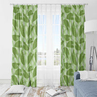 Green Hawaii Kalo Palaka Motifs Window Curtain Hawaiian Taro Leaves Elegant Vibes - Polynesian Pride