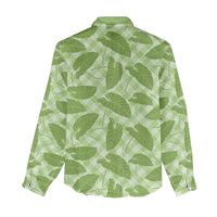 Green Hawaii Kalo Palaka Motifs Women Casual Shirt Hawaiian Taro Leaves Elegant Vibes - Polynesian Pride